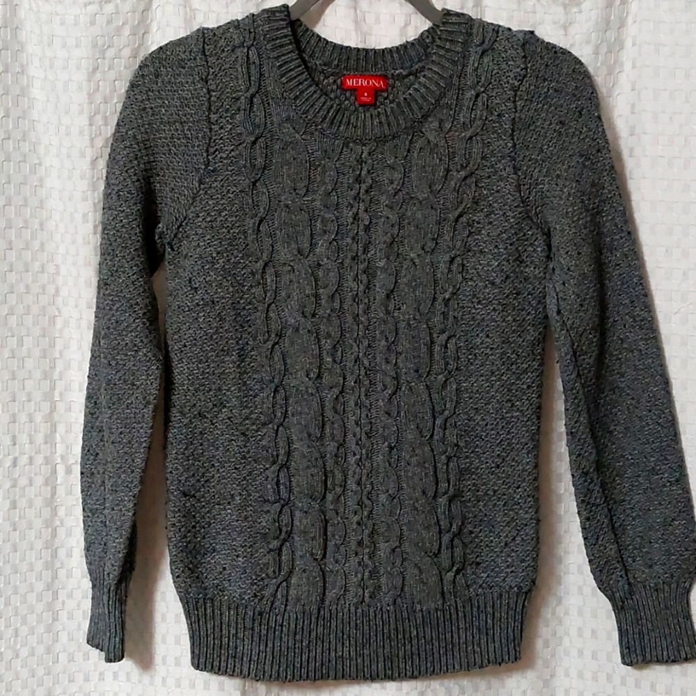 Gray cable knit sweater